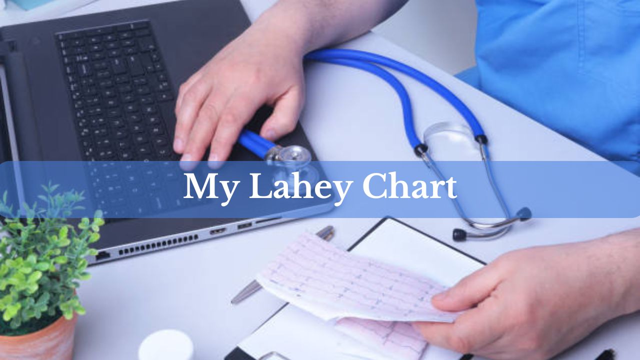 My Lahey Chart dashboard on a laptop screen showing patient medical records.